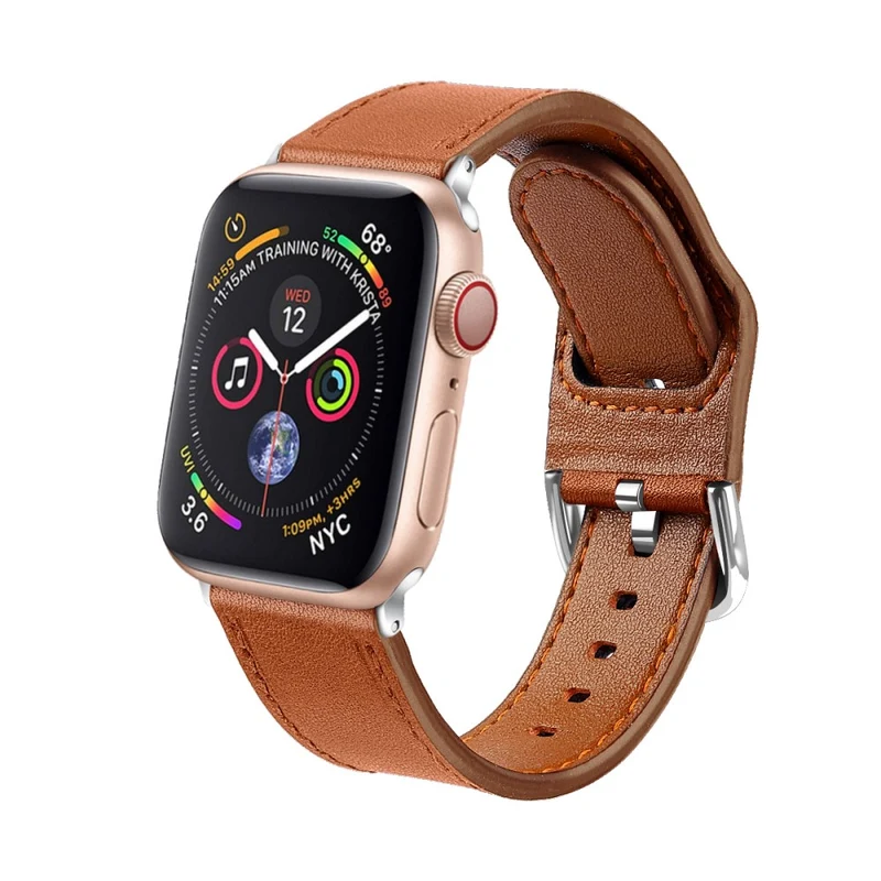 Bequem Apple Watch Series 7 41mm Echtes Leder armband - Größe: L