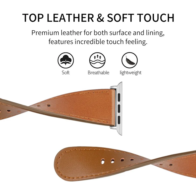 Bequem Apple Watch Series 7 41mm Echtes Leder armband - Größe: L