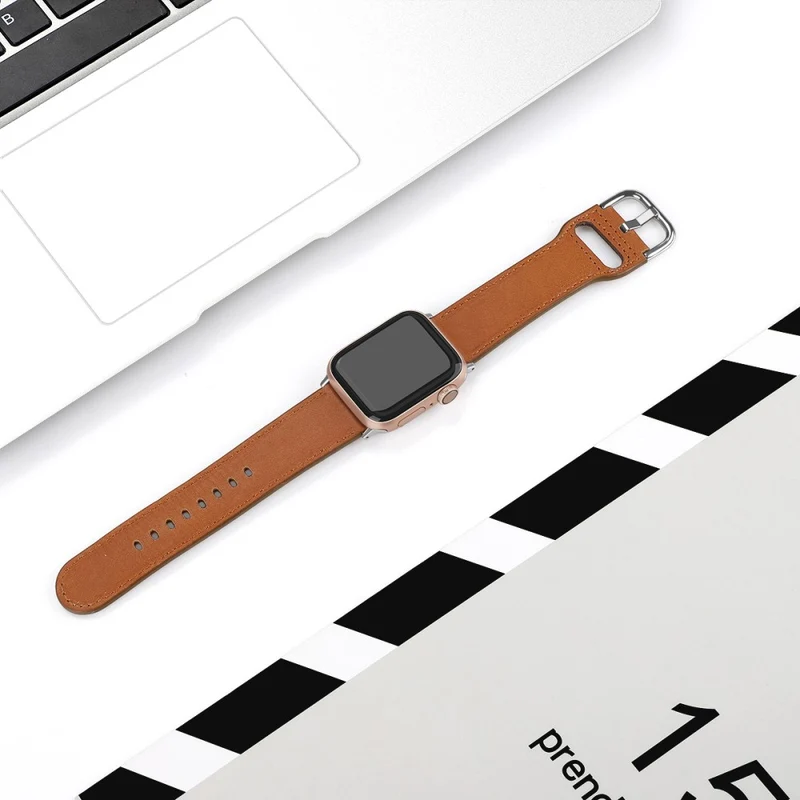 Bequem Apple Watch Series 7 41mm Echtes Leder armband - Größe: L