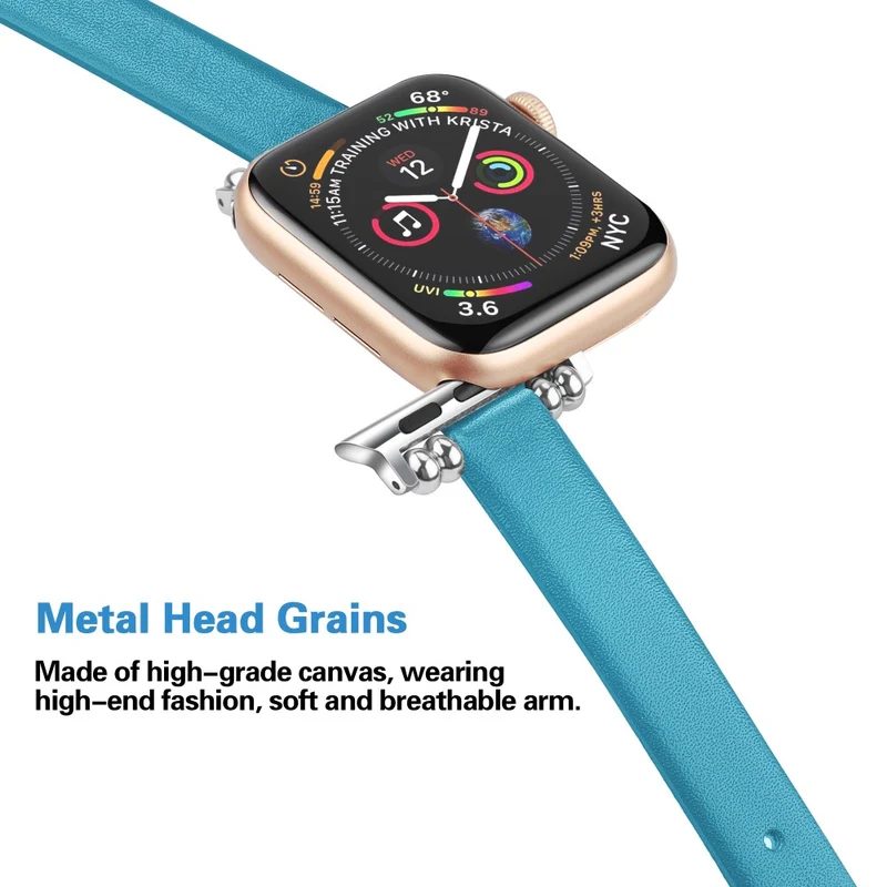 Zeitlos Apple Watch Series 7 41mm Echtes Leder armband - Größe: L