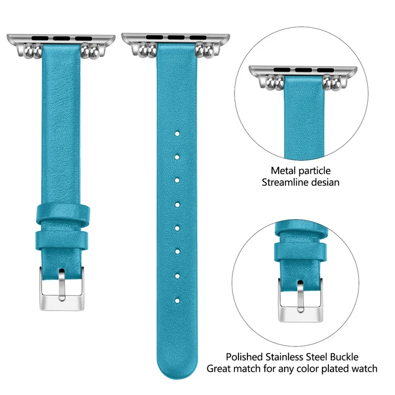 Zeitlos Apple Watch Series 7 41mm Echtes Leder armband - Größe: L
