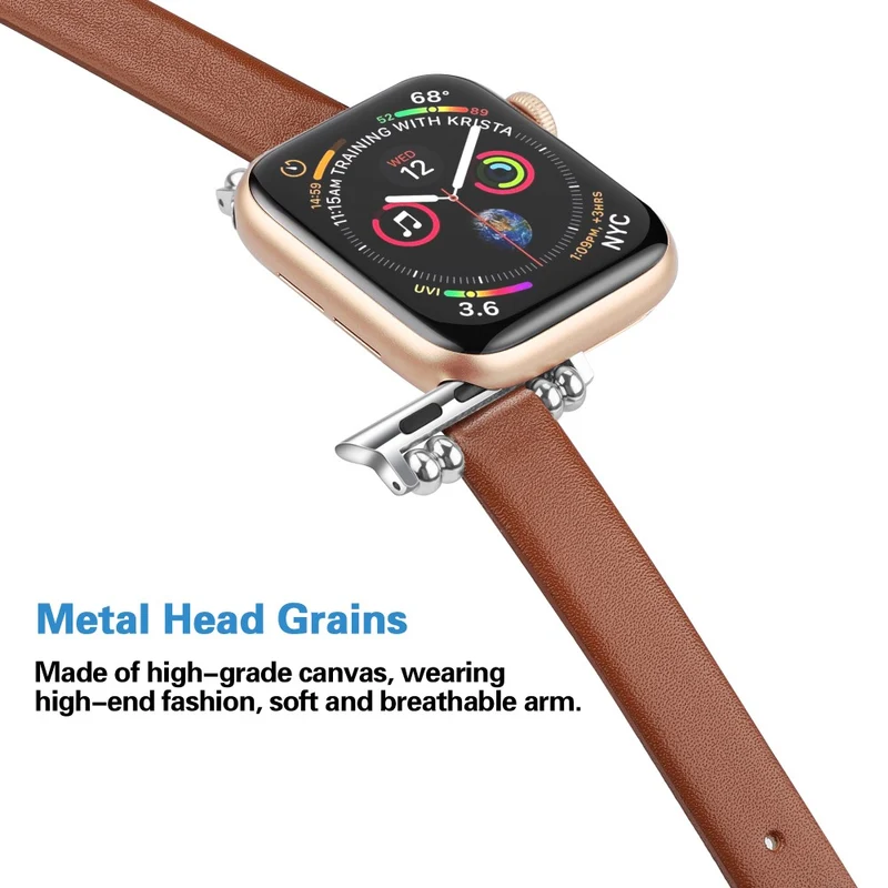 Zeitlos Apple Watch Series 7 41mm Echtes Leder armband - Größe: L