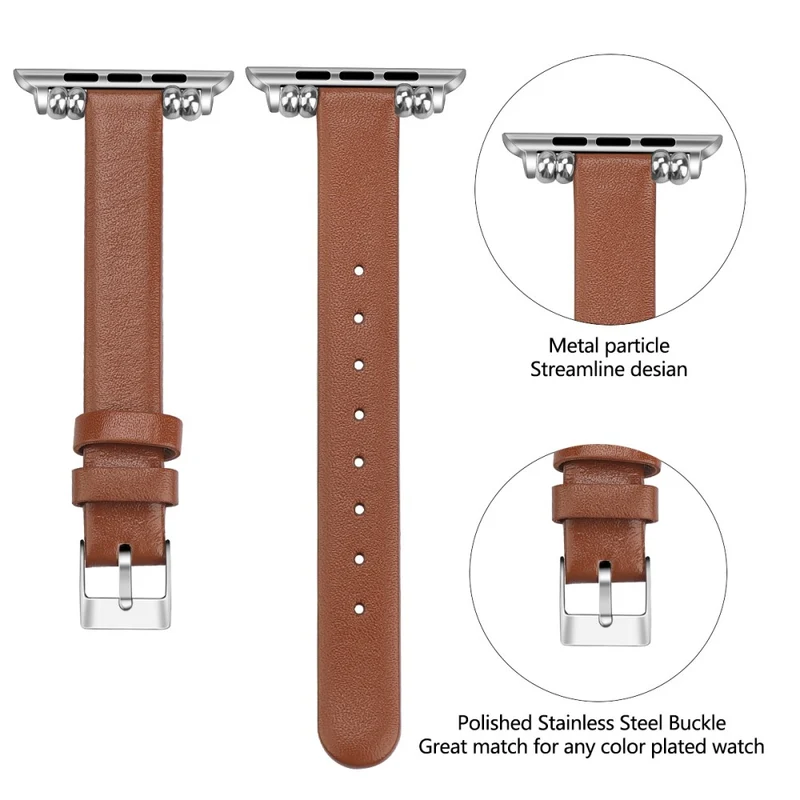 Zeitlos Apple Watch Series 7 41mm Echtes Leder armband - Größe: L