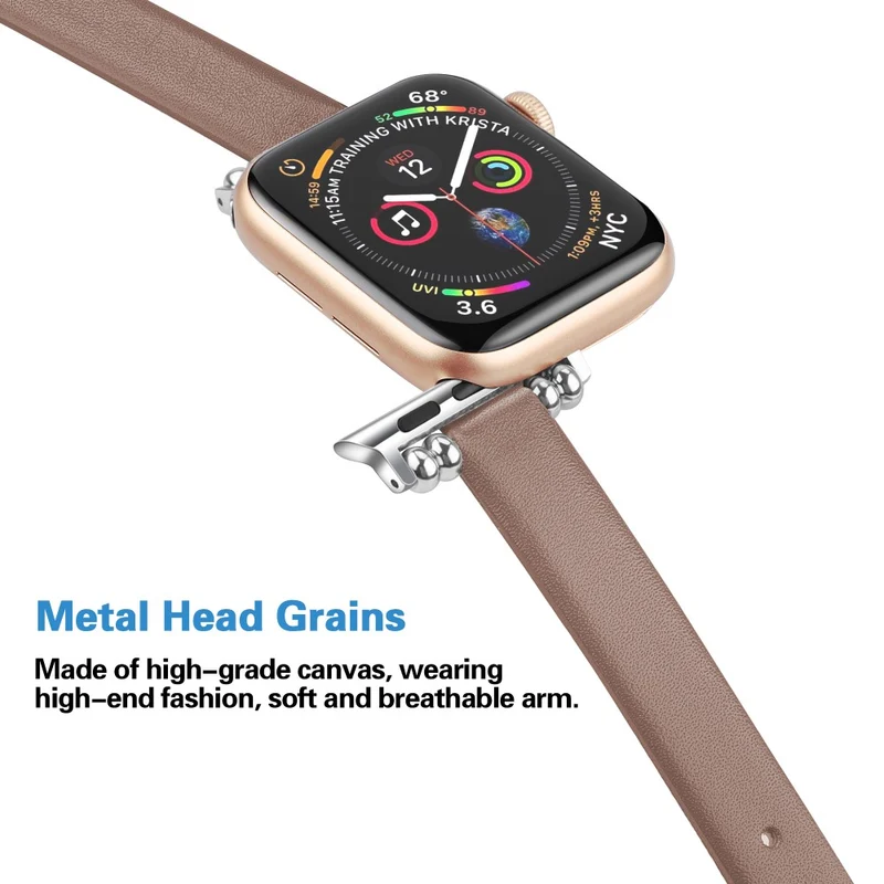 Zeitlos Apple Watch Series 7 41mm Echtes Leder armband - Größe: L
