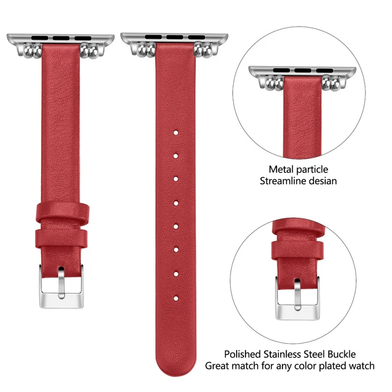 Zeitlos Apple Watch Series 7 41mm Echtes Leder armband - Größe: L