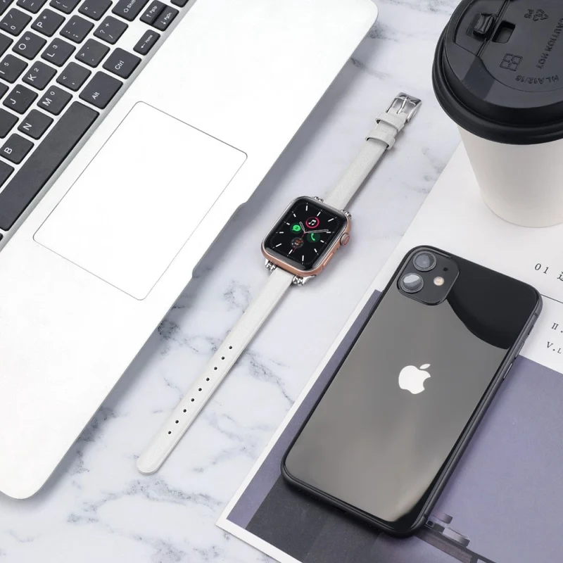 Zeitlos Apple Watch Series 7 41mm Echtes Leder armband - Größe: L