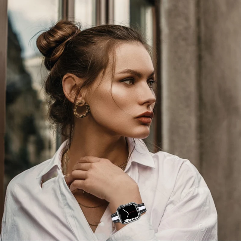Stilvoll Apple Watch Series 7 41mm Echtes Leder armband