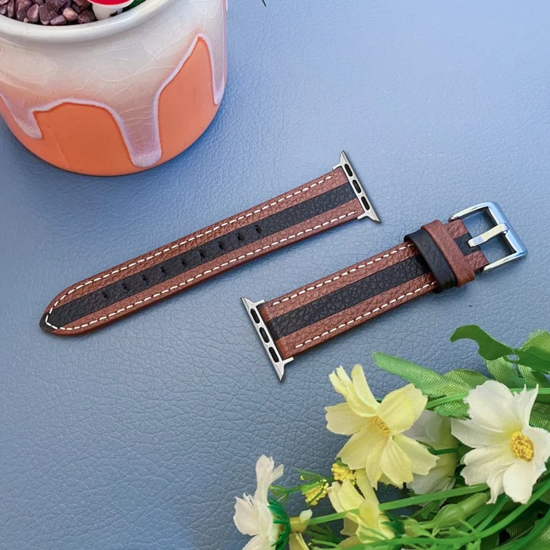 Stilvoll Apple Watch Series 7 41mm Echtes Leder armband