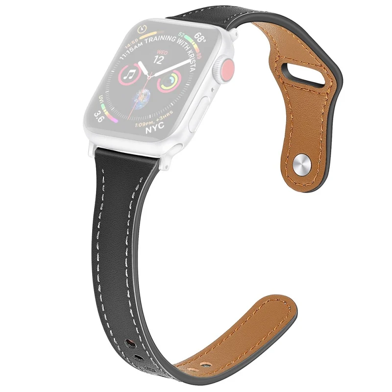 Mega haltbar Apple Watch Series 7 41mm Echtes Leder armband - Größe: L