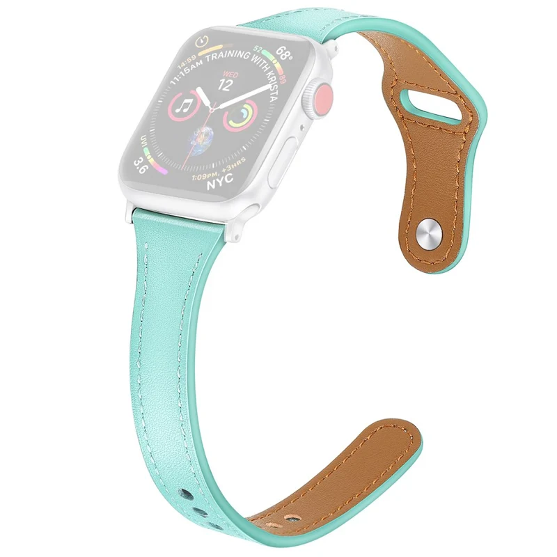 Mega haltbar Apple Watch Series 7 41mm Echtes Leder armband - Größe: L