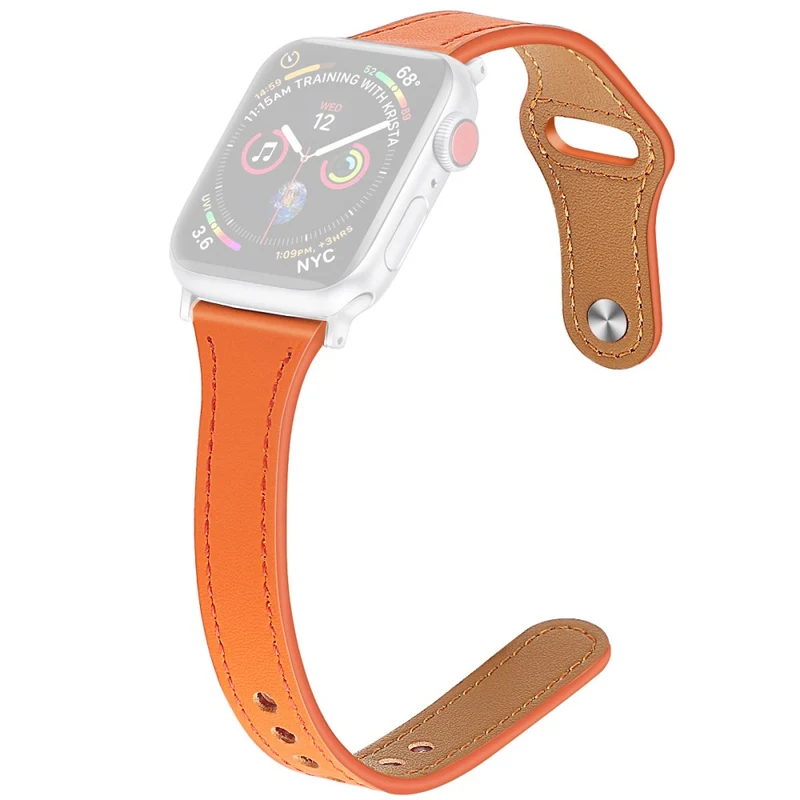 Mega haltbar Apple Watch Series 7 41mm Echtes Leder armband - Größe: L