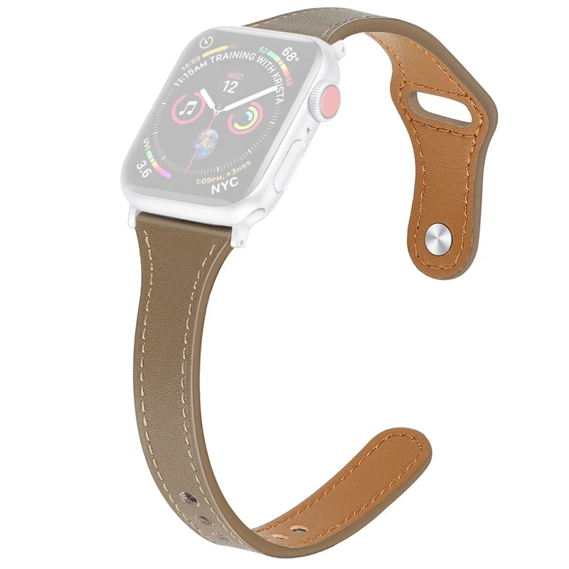 Mega haltbar Apple Watch Series 7 41mm Echtes Leder armband - Größe: L