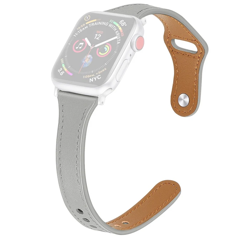 Mega haltbar Apple Watch Series 7 41mm Echtes Leder armband - Größe: L