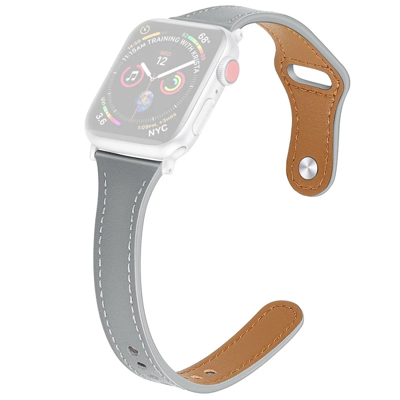 Mega haltbar Apple Watch Series 7 41mm Echtes Leder armband - Größe: L