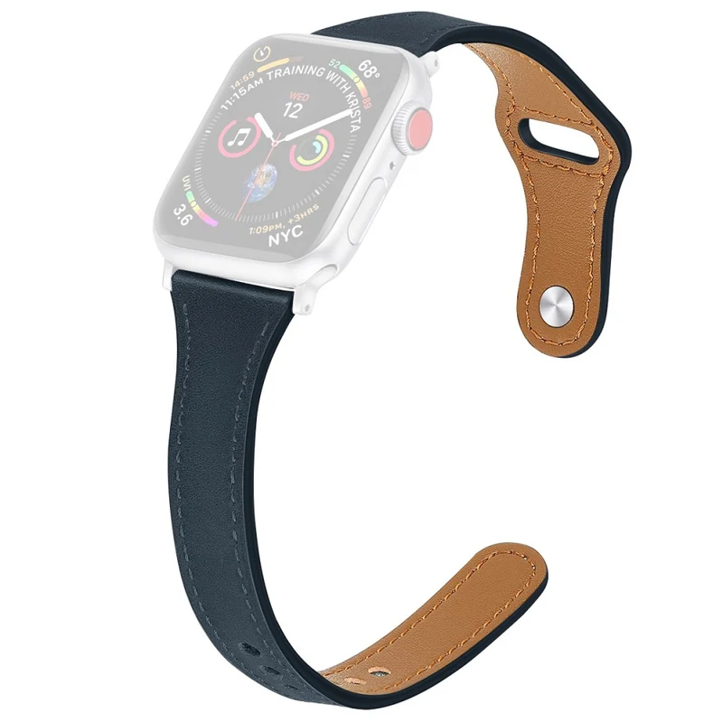Mega haltbar Apple Watch Series 7 41mm Echtes Leder armband - Größe: L