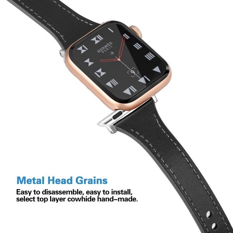 Mega haltbar Apple Watch Series 7 41mm Echtes Leder armband - Größe: L