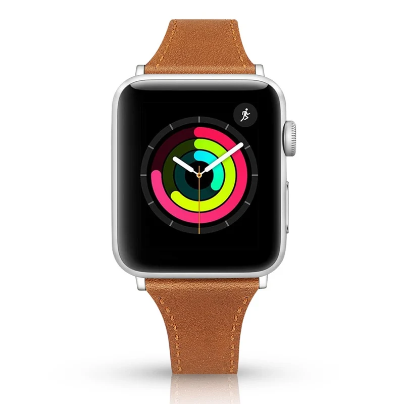 Mega haltbar Apple Watch Series 7 41mm Echtes Leder armband - Größe: L