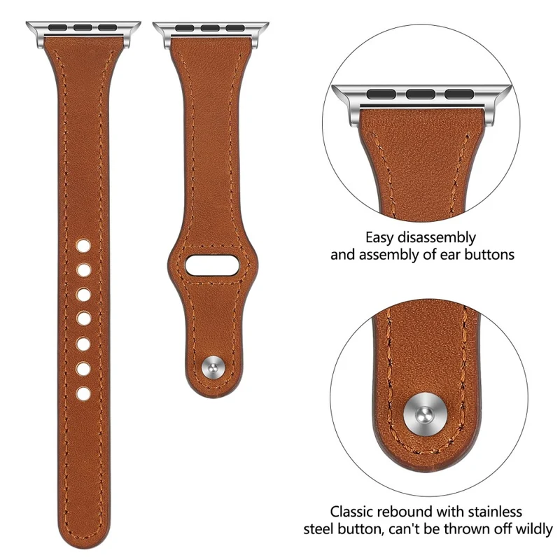 Mega haltbar Apple Watch Series 7 41mm Echtes Leder armband - Größe: L