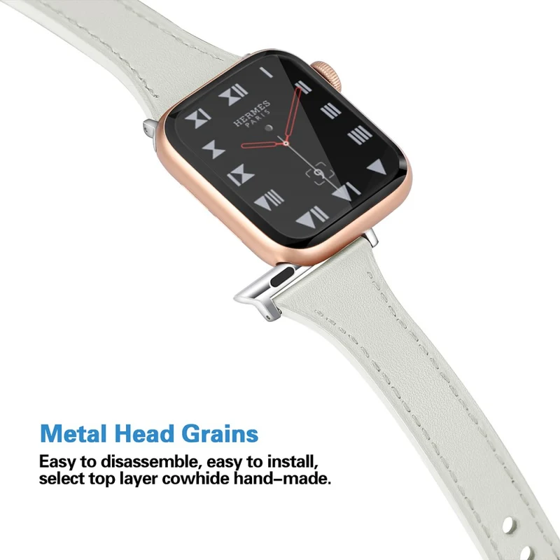 Mega haltbar Apple Watch Series 7 41mm Echtes Leder armband - Größe: L