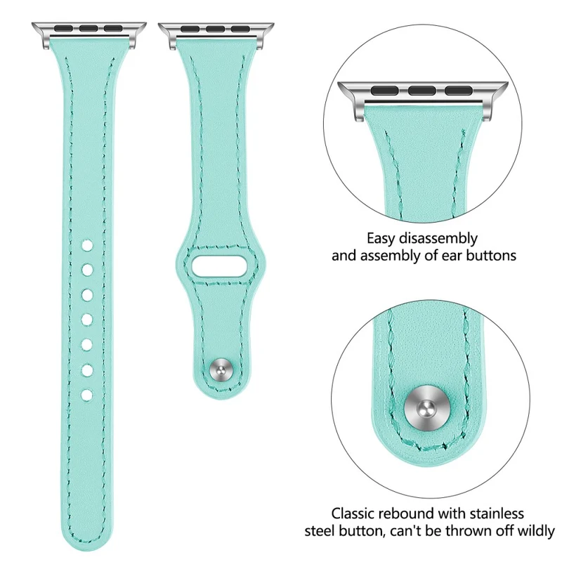 Mega haltbar Apple Watch Series 7 41mm Echtes Leder armband - Größe: L