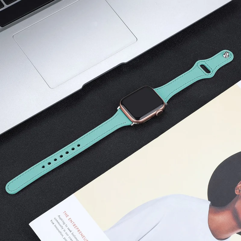 Mega haltbar Apple Watch Series 7 41mm Echtes Leder armband - Größe: L