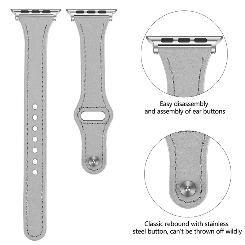 Mega haltbar Apple Watch Series 7 41mm Echtes Leder armband - Größe: L
