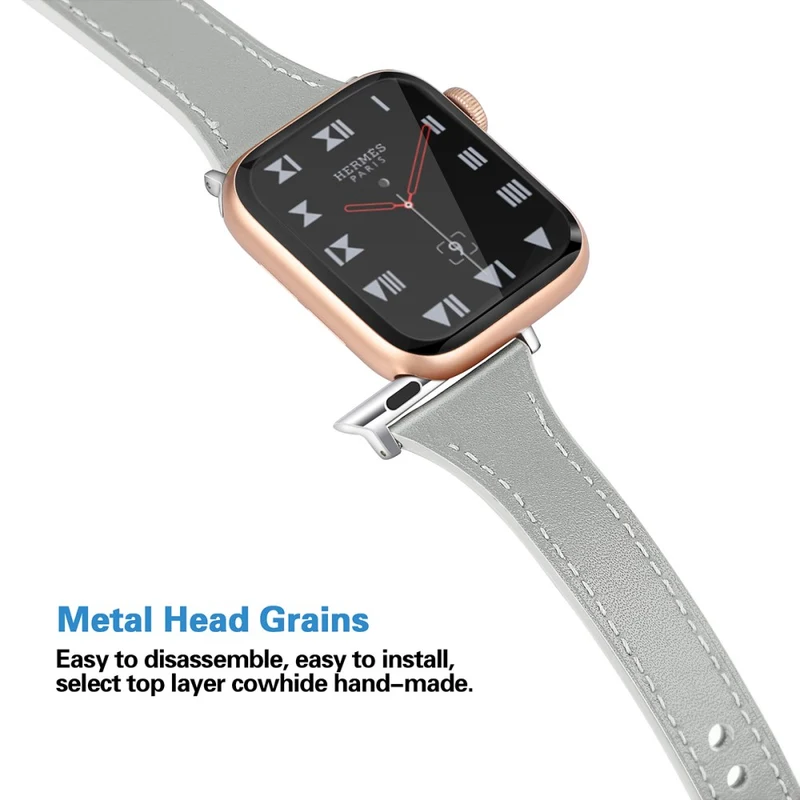 Mega haltbar Apple Watch Series 7 41mm Echtes Leder armband - Größe: L