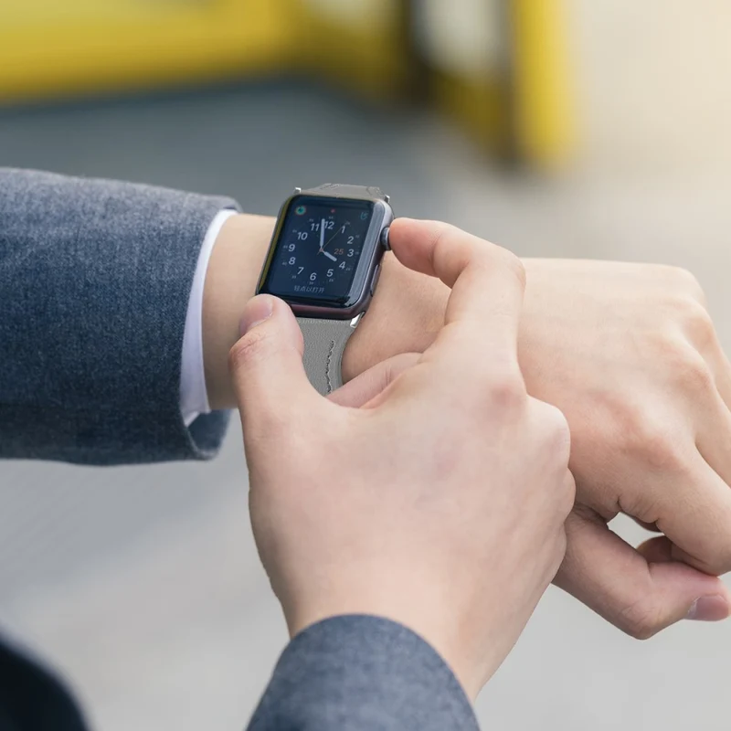 Mega haltbar Apple Watch Series 7 41mm Echtes Leder armband - Größe: L