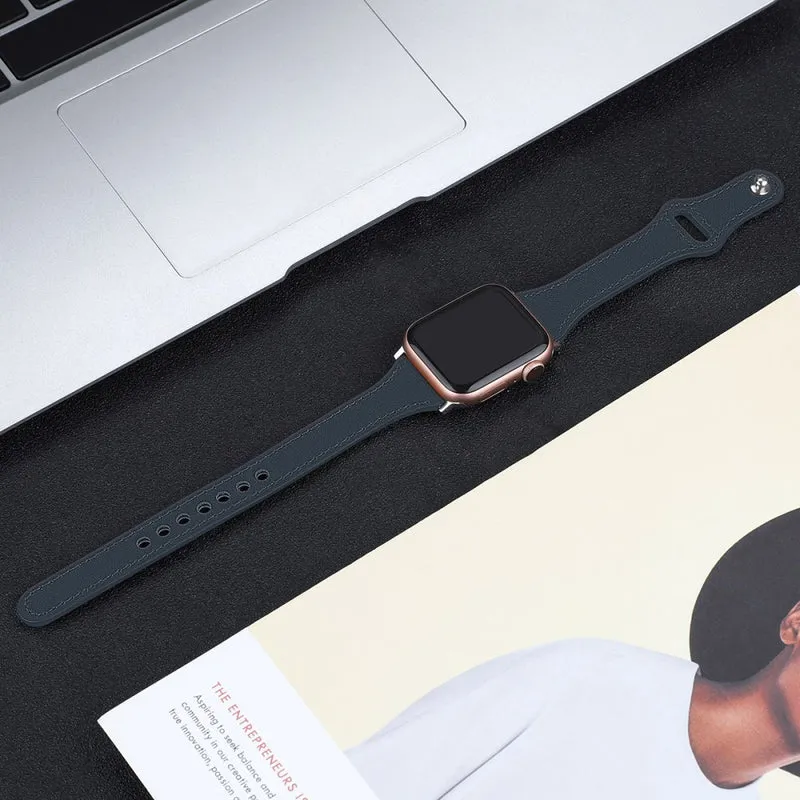 Mega haltbar Apple Watch Series 7 41mm Echtes Leder armband - Größe: L