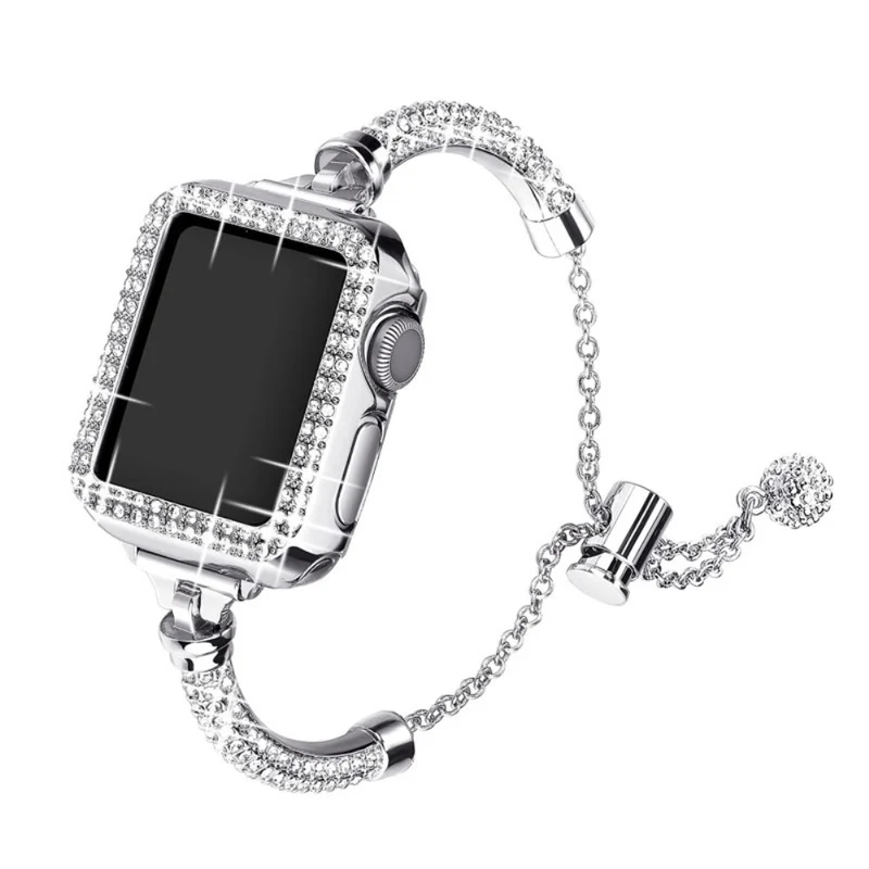 Bequem Apple Watch Series 7 41mm Metall und Strass armband