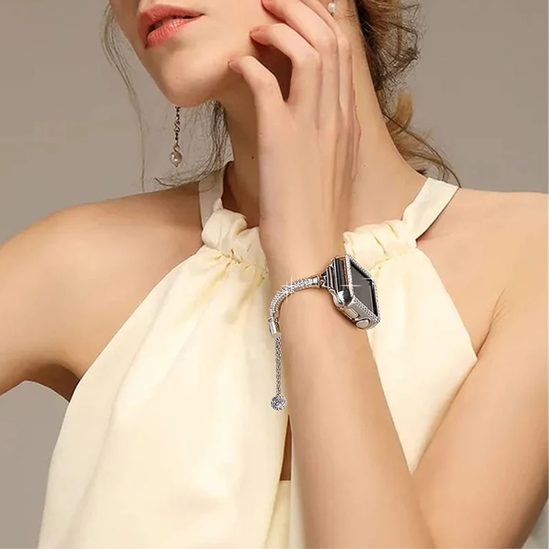 Bequem Apple Watch Series 7 41mm Metall und Strass armband