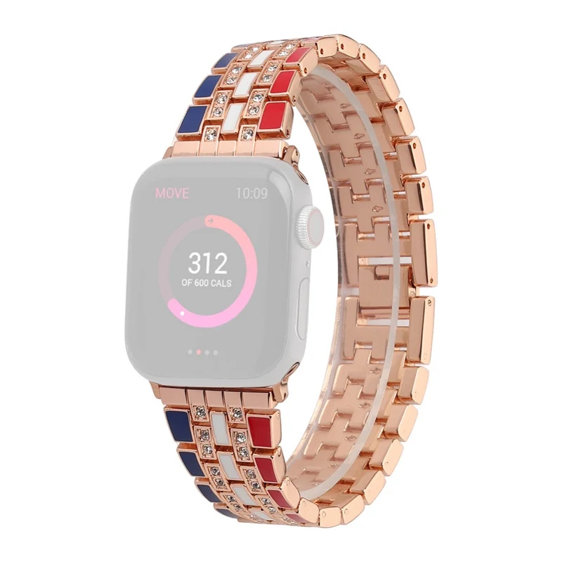 Haltbar Apple Watch Series 7 41mm Metall und Strass armband