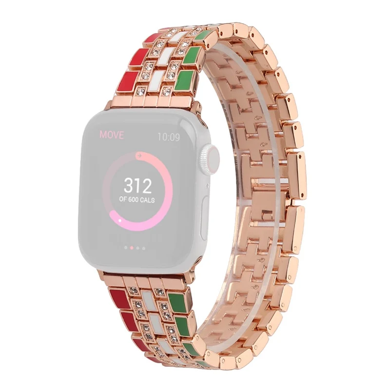 Haltbar Apple Watch Series 7 41mm Metall und Strass armband