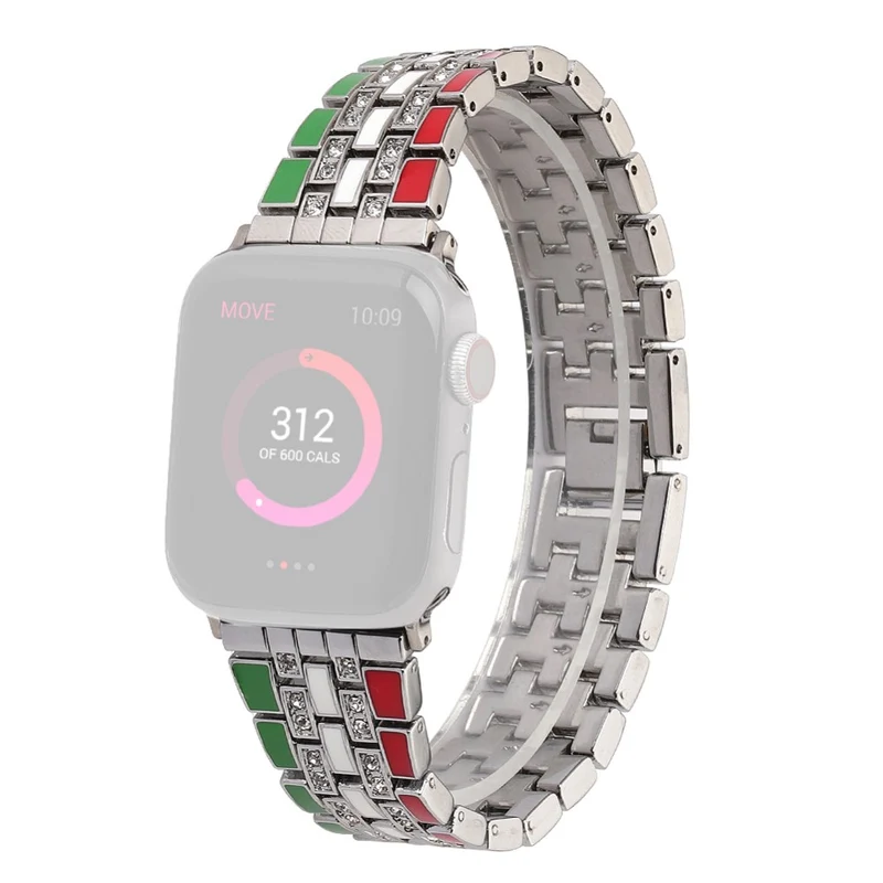 Haltbar Apple Watch Series 7 41mm Metall und Strass armband