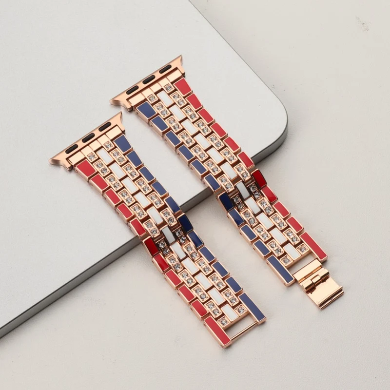 Haltbar Apple Watch Series 7 41mm Metall und Strass armband