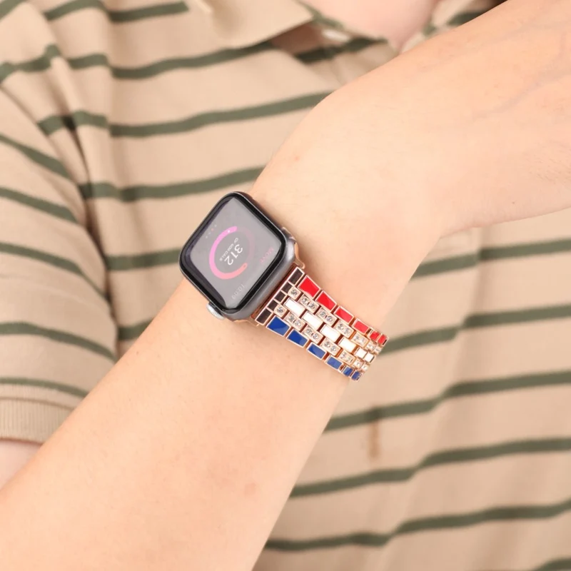 Haltbar Apple Watch Series 7 41mm Metall und Strass armband