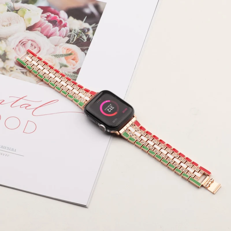 Haltbar Apple Watch Series 7 41mm Metall und Strass armband