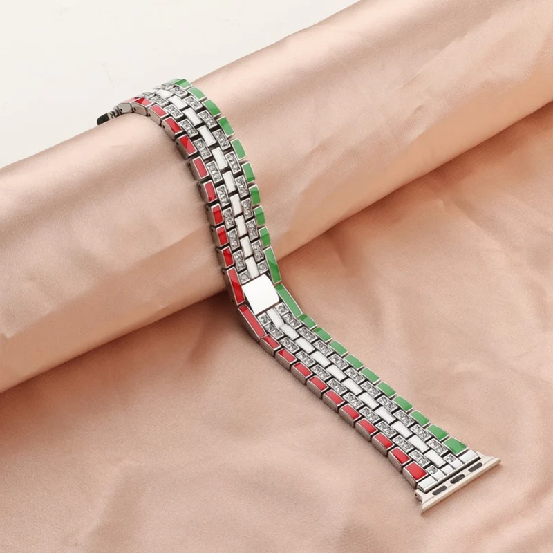 Haltbar Apple Watch Series 7 41mm Metall und Strass armband