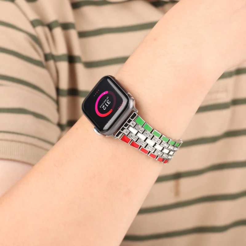 Haltbar Apple Watch Series 7 41mm Metall und Strass armband