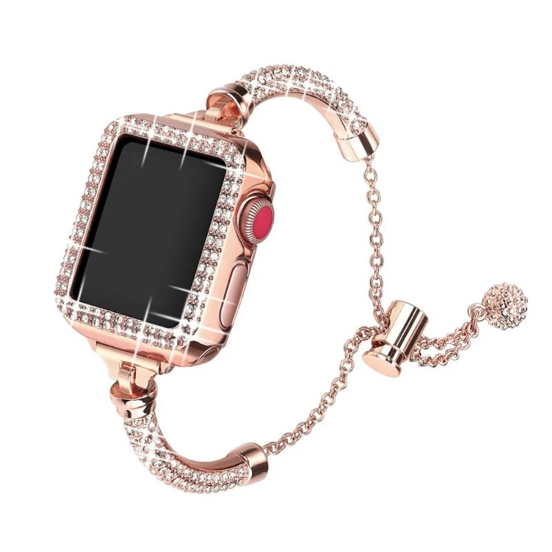 Bequem Apple Watch Series 7 41mm Metall und Strass armband