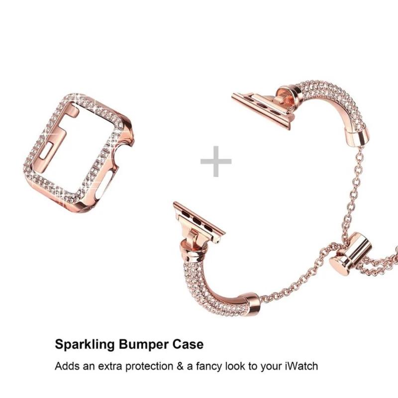Bequem Apple Watch Series 7 41mm Metall und Strass armband