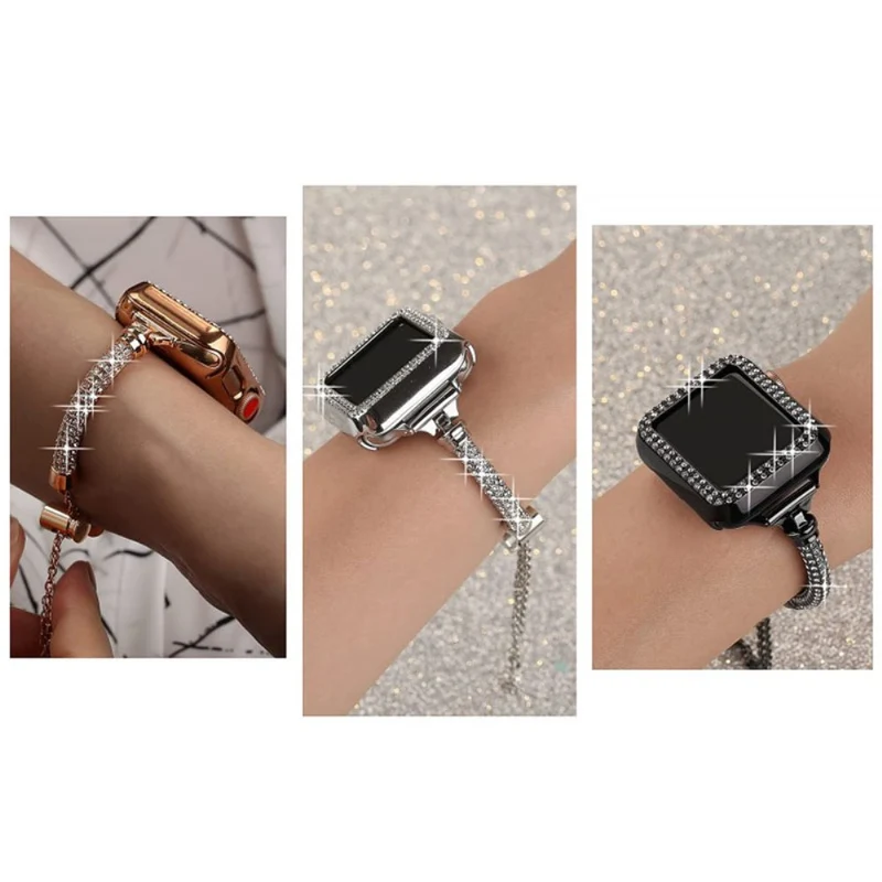 Bequem Apple Watch Series 7 41mm Metall und Strass armband