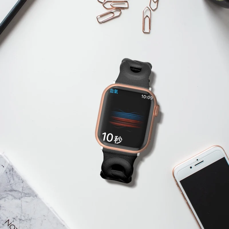 Modisch Apple Watch Series 7 45mm Echtes Leder armband