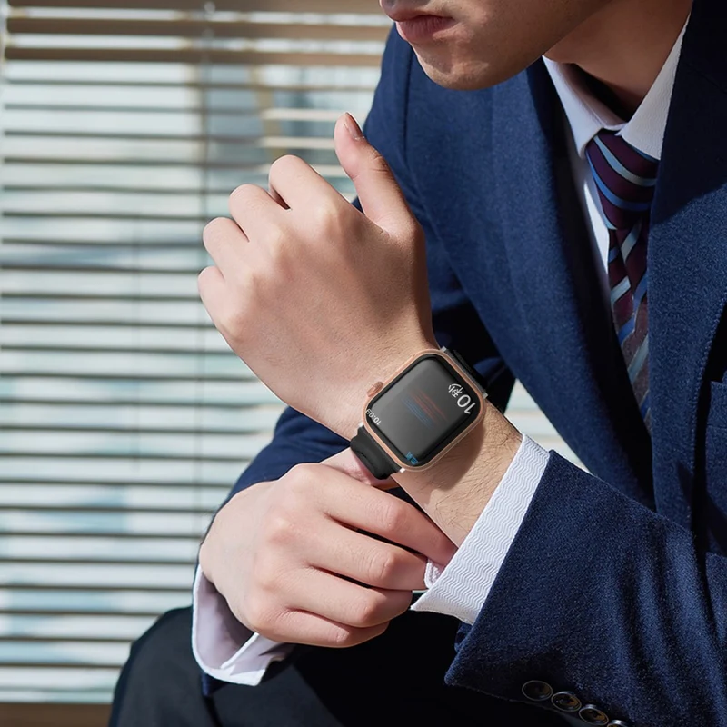 Modisch Apple Watch Series 7 45mm Echtes Leder armband