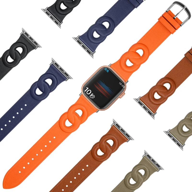 Modisch Apple Watch Series 7 45mm Echtes Leder armband