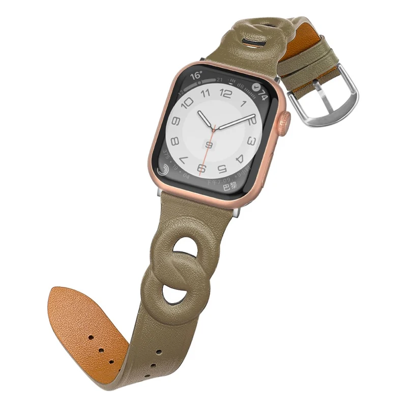 Modisch Apple Watch Series 7 45mm Echtes Leder armband