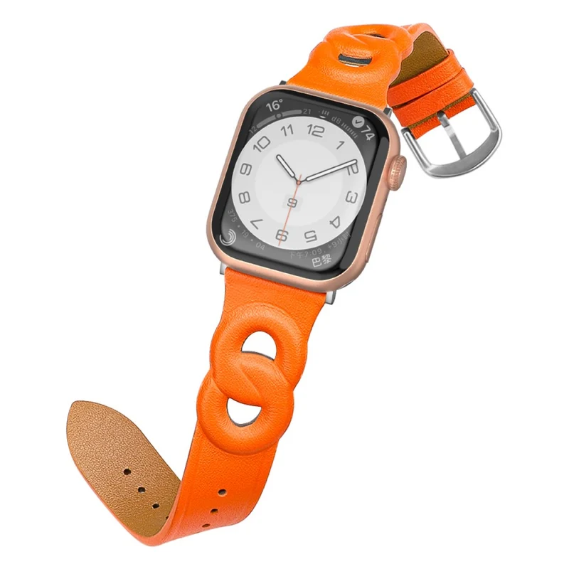 Modisch Apple Watch Series 7 45mm Echtes Leder armband