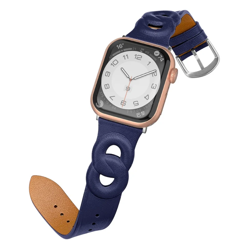 Modisch Apple Watch Series 7 45mm Echtes Leder armband