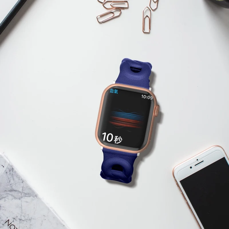 Modisch Apple Watch Series 7 45mm Echtes Leder armband