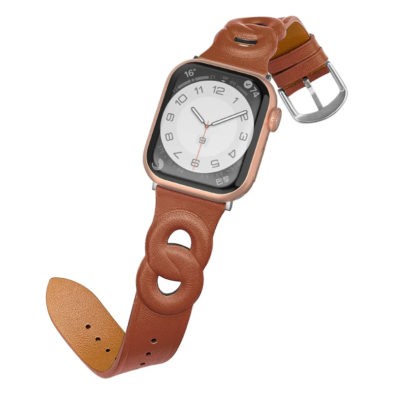 Modisch Apple Watch Series 7 45mm Echtes Leder armband